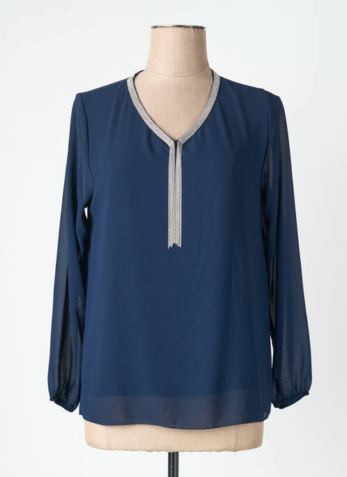 Blouse légère et transparente manches longues bleu QUATTRO femme