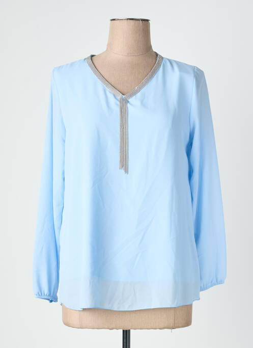 Blouse légère et transparente manches longues bleu clair QUATTRO femme