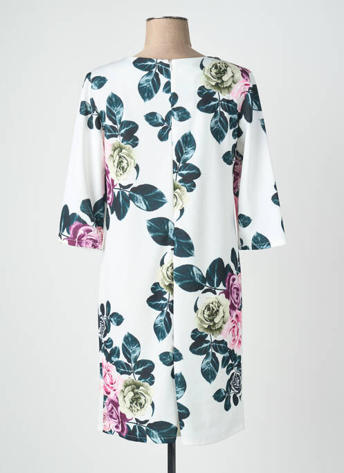 Robe mi-longue imprimé fleurs manches 3/4 blanc QUATTRO femme