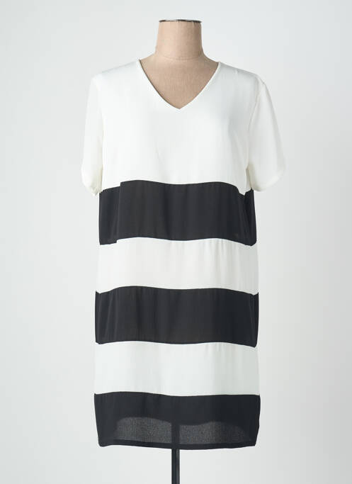 Robe mi-longue coupe fluide manches courtes blanc QUATTRO femme