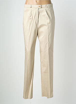 Pantalon droit tissage popeline taille haute beige QUATTRO femme