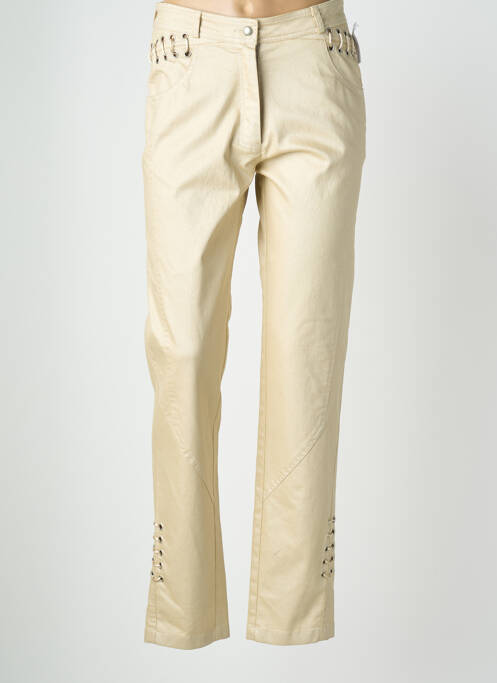 Pantalon slim tissage enduit taille normale beige QUATTRO femme