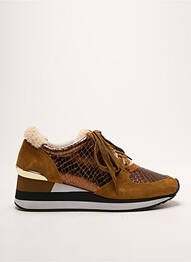 Baskets tissage satiné talon de 4 à 6cm marron EMILIE KARSTON femme