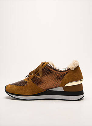 Baskets tissage satiné talon de 4 à 6cm marron EMILIE KARSTON femme