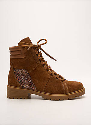 Bottines/boots tissage satiné talon de 4 à 6cm marron EMILIE KARSTON femme