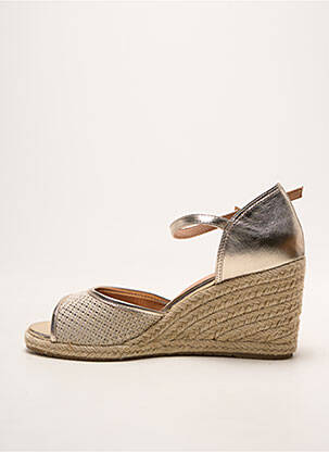 Espadrilles tissage satiné talon de 7 à 9cm or EMILIE KARSTON femme