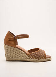 Espadrilles tissage satiné talon de 7 à 9cm marron EMILIE KARSTON femme