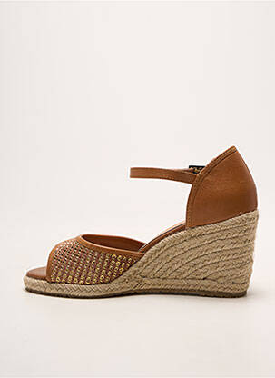 Espadrilles tissage satiné talon de 7 à 9cm marron EMILIE KARSTON femme