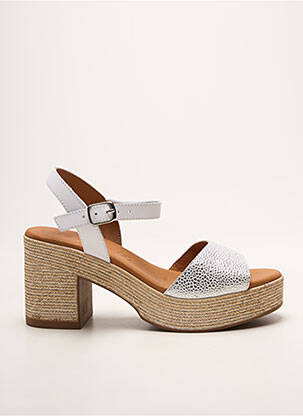 Sandales/nu pieds semi compensé talon de 7 à 9cm argent EVA FRUTOS femme