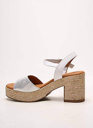 Sandales/nu pieds semi compensé talon de 7 à 9cm argent EVA FRUTOS femme