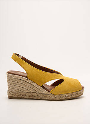 Espadrilles bout ouvert talon de 7 à 9cm jaune LA MAISON DE L'ESPADRILLE femme