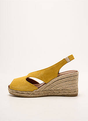 Espadrilles bout ouvert talon de 7 à 9cm jaune LA MAISON DE L'ESPADRILLE femme