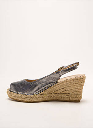 Espadrilles tissage satiné talon de 7 à 9cm argent LA MAISON DE L'ESPADRILLE femme