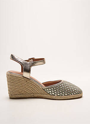 Espadrilles tissage satiné talon de 7 à 9cm vert EMILIE KARSTON femme
