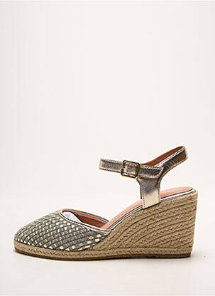 Espadrilles tissage satiné talon de 7 à 9cm vert EMILIE KARSTON femme
