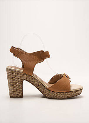 Sandales/nu pieds tissage satiné talon haut de 10cm et plus marron EMILIE KARSTON femme