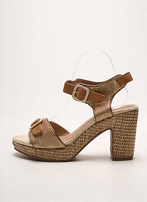 Sandales/nu pieds tissage satiné talon haut de 10cm et plus marron EMILIE KARSTON femme
