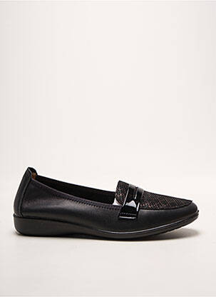 Mocassins tissage satiné talon plat jusqu'à 3cm noir INFINI femme