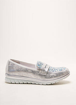 Mocassins tissage satiné talon plat jusqu'à 3cm argent INEA femme