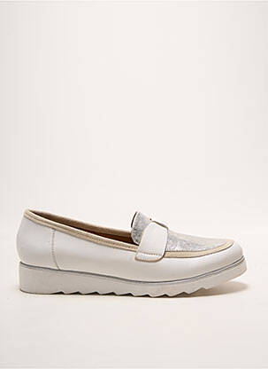 Mocassins tissage satiné talon plat jusqu'à 3cm blanc SWEET femme