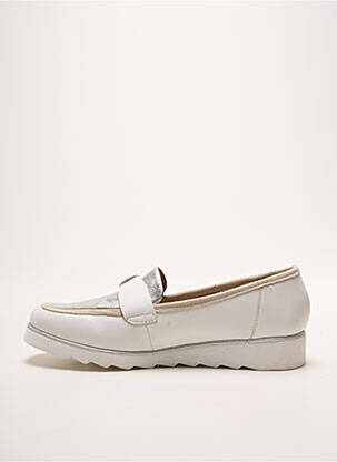 Mocassins tissage satiné talon plat jusqu'à 3cm blanc SWEET femme