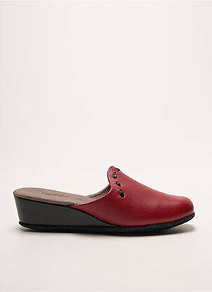 Chaussons/pantoufles semelle extérieure cuir talon de 4 à 6cm rouge HELLER femme