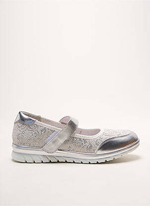 Ballerines fermeture scratch talon plat jusqu'à 3cm argent INEA femme