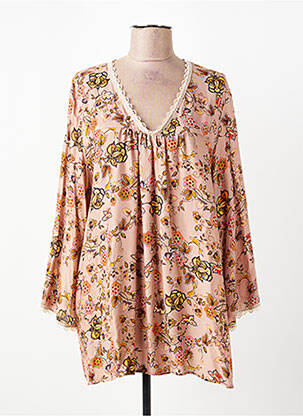 Blouse tissage popeline manches longues rose ANTIGEL femme