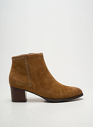 Bottines/boots tissage satiné talon de 4 à 6cm marron MAM'ZELLE femme