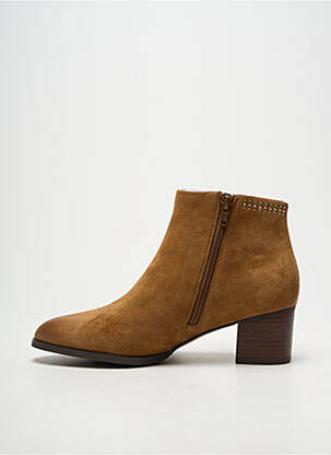Bottines/boots tissage satiné talon de 4 à 6cm marron MAM'ZELLE femme