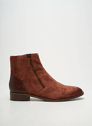Bottines/boots tissage satiné talon plat jusqu'à 3cm orange MAM'ZELLE femme