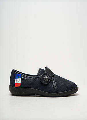 Chaussons/pantoufles tissage satiné talon plat jusqu'à 3cm bleu FARGEOT femme