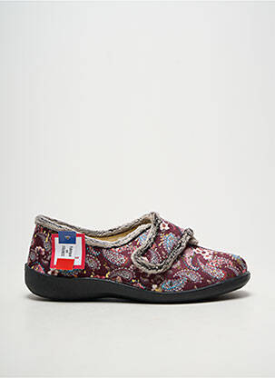 Chaussons/pantoufles fermeture scratch talon plat jusqu'à 3cm violet FARGEOT femme