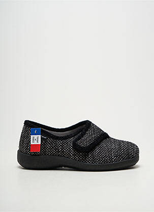 Chaussons/pantoufles fermeture scratch talon plat jusqu'à 3cm noir FARGEOT femme
