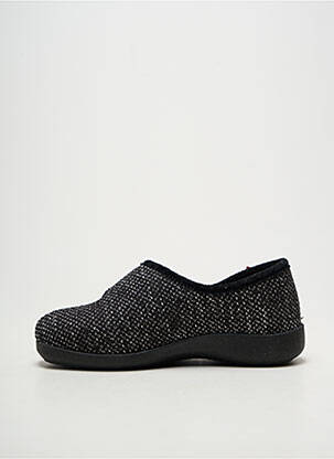 Chaussons/pantoufles fermeture scratch talon plat jusqu'à 3cm noir FARGEOT femme