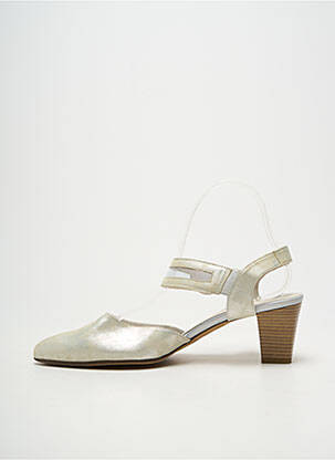 Sandales/nu pieds tissage satiné talon de 4 à 6cm or J.METAYER femme