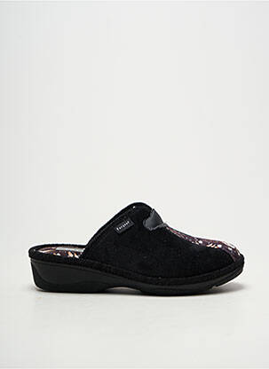 Chaussons/pantoufles tissage satiné talon de 4 à 6cm noir FARGEOT femme
