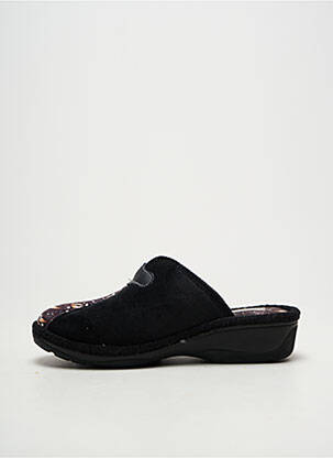 Chaussons/pantoufles tissage satiné talon de 4 à 6cm noir FARGEOT femme