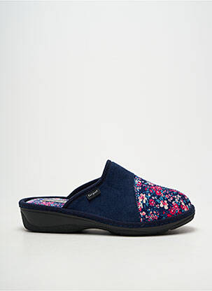Chaussons/pantoufles bout rond talon de 4 à 6cm bleu FARGEOT femme