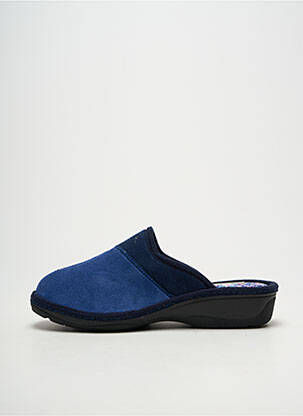 Chaussons/pantoufles bout rond talon de 4 à 6cm bleu FARGEOT femme