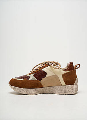 Baskets tissage satiné talon de 4 à 6cm marron MAM'ZELLE femme