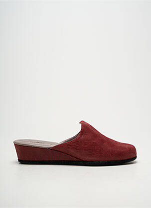 Chaussons/pantoufles tissage satiné talon de 4 à 6cm rouge HELLER femme