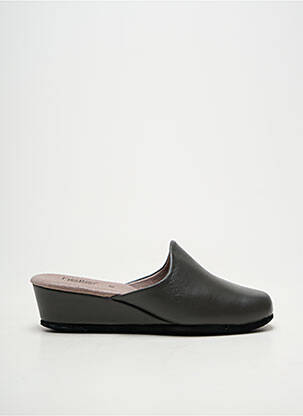 Chaussons/pantoufles semelle extérieure cuir talon de 4 à 6cm gris HELLER femme