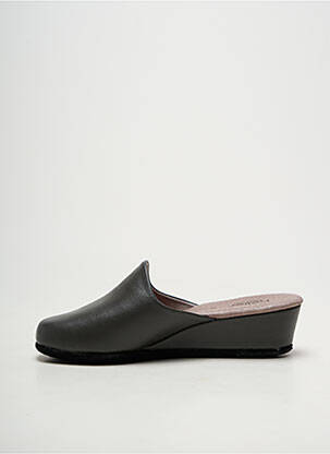Chaussons/pantoufles semelle extérieure cuir talon de 4 à 6cm gris HELLER femme