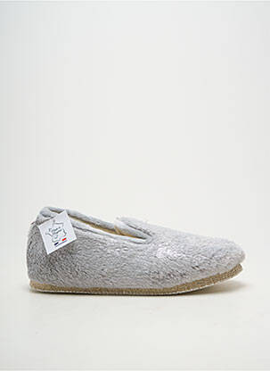 Chaussons/pantoufles tissage satiné talon plat jusqu'à 3cm argent CHAUSSE MOUTON femme