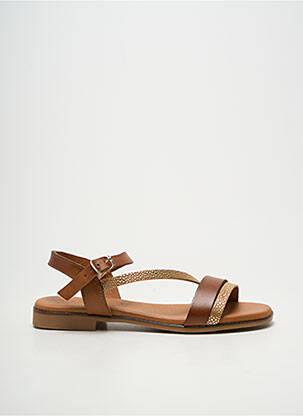 Sandales/nu pieds chiquet talon plat jusqu'à 3cm marron EVA FRUTOS femme