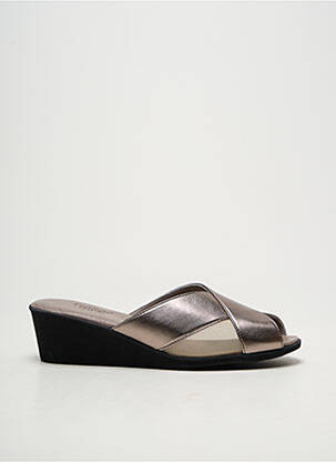 Mules/sabots tissage satiné talon de 4 à 6cm argent HELLER femme