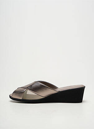 Mules/sabots tissage satiné talon de 4 à 6cm argent HELLER femme