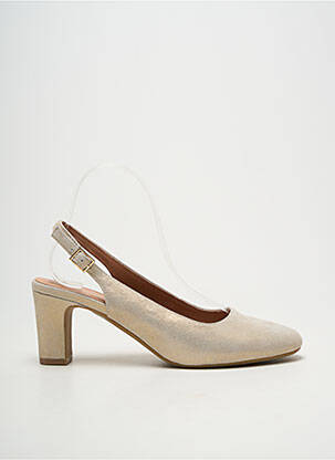 Escarpins tissage satiné talon de 7 à 9cm or EMILIE KARSTON femme