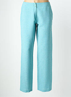 Pantalon droit fermeture zippée sous rabat boutonné bleu QUATTRO femme